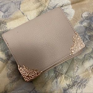 Beige mini wallet with gold decal